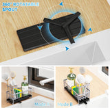 Cisily Black Sponge Holder for Kitchen Sink, Sink Caddy Organizer with High Brush Holder, Kitchen Countertop Organizers and Storage Essentials, Rustproof 304 Stainless Steel, Soap Dispenser Organize - Homesidy.com