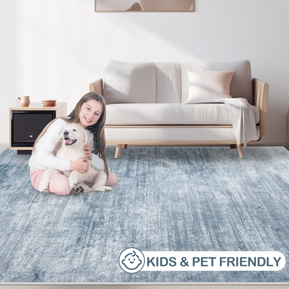 Area Rugs 6x9 Living Room: Washable Rug Modern Abstract Large Rug Soft Non Slip Neutral Rugs Stain Resistant Indoor Carpet for Bedroom Kitchen Dining Room Table Nursery Home Office Rugs(Beige,6x9) - Homesidy.com