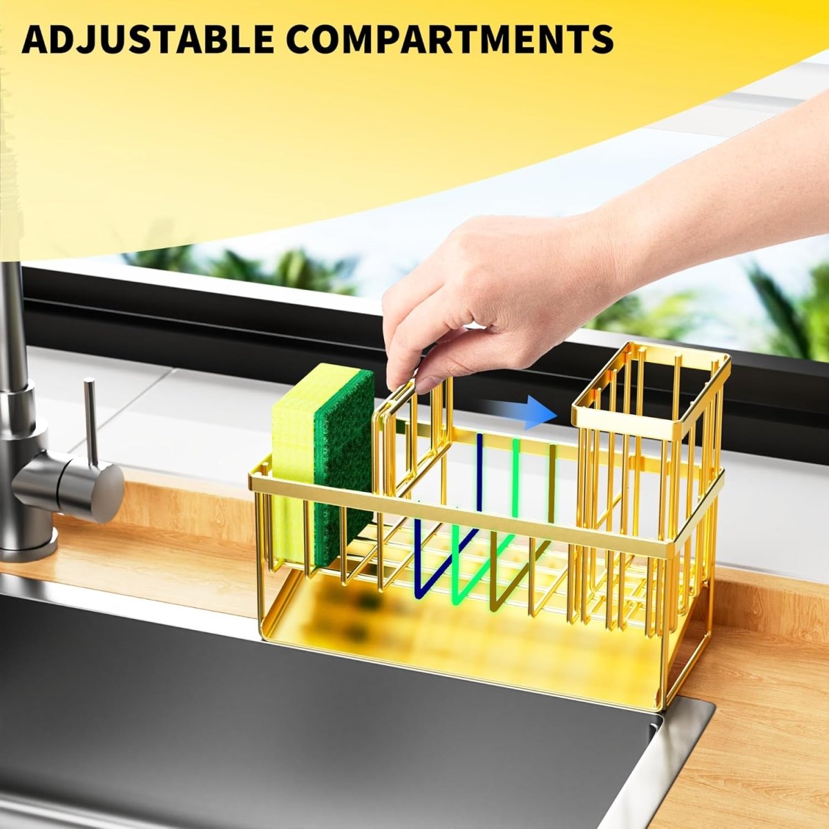 Cisily Kitchen Sink Caddy Organzier with High Brush Holder, Sponge Holder for Sink, 304 Rustproof Stainless, Kitchen Countertop Soap Dispenser Organizer, Kitchen Decor and Accessories - Homesidy.com