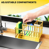 Cisily Kitchen Sink Caddy Organzier with High Brush Holder, Sponge Holder for Sink, 304 Rustproof Stainless, Kitchen Countertop Soap Dispenser Organizer, Kitchen Decor and Accessories - Homesidy.com