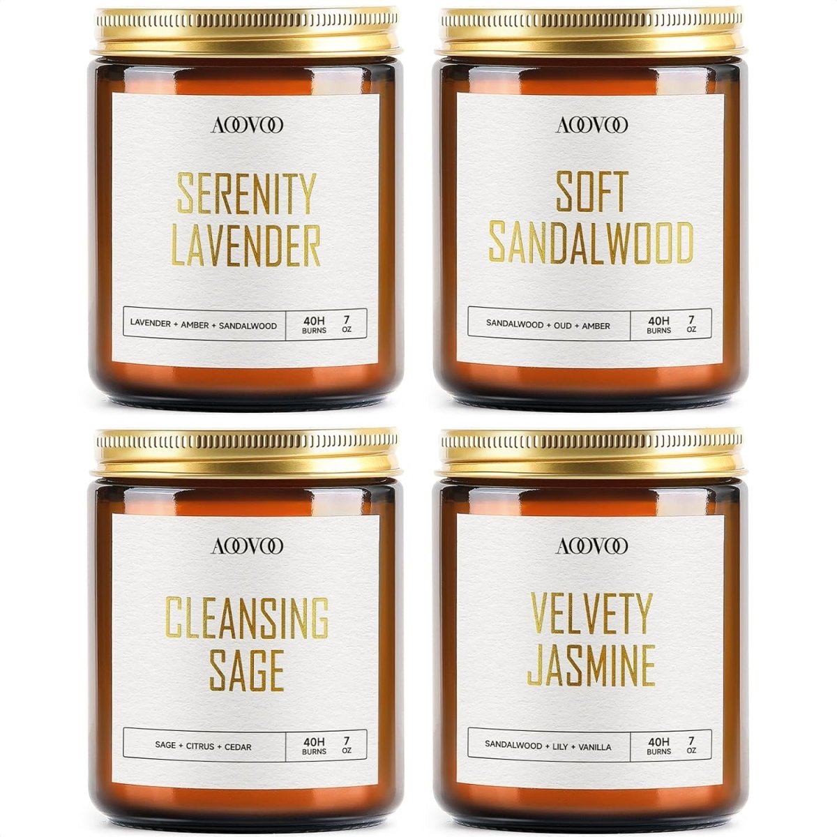 AOOVOO Scented Candles - 4PC Candle Set, 36 oz Soy Candles, Soy Candle for Home Scented, Lavender/Vanilla/Eucalyptus/Sage - Homesidy.com