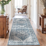AMADA HOMEFURNISHING 8x10 Washable Area Rug, Low - Profile Large Area Rug with Non - Slip Backing &amp; Durable Edge Binding, Vintage Large Rugs for Living Room, Bedroom, Dinning Room - Homesidy.com