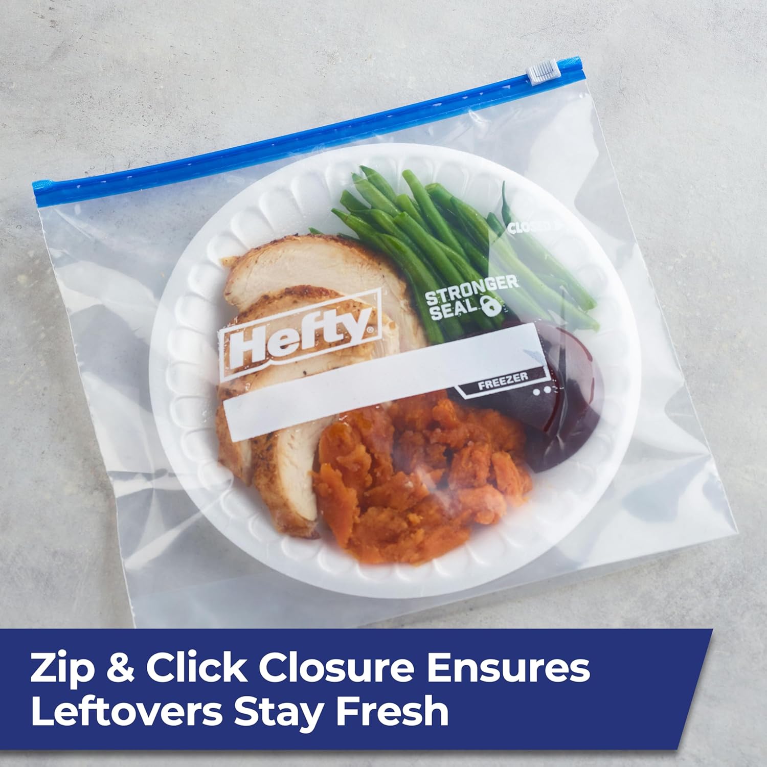 Hefty Slider Freezer Kitchen Storage Bags, Gallon Size, 56 Count - Homesidy.com