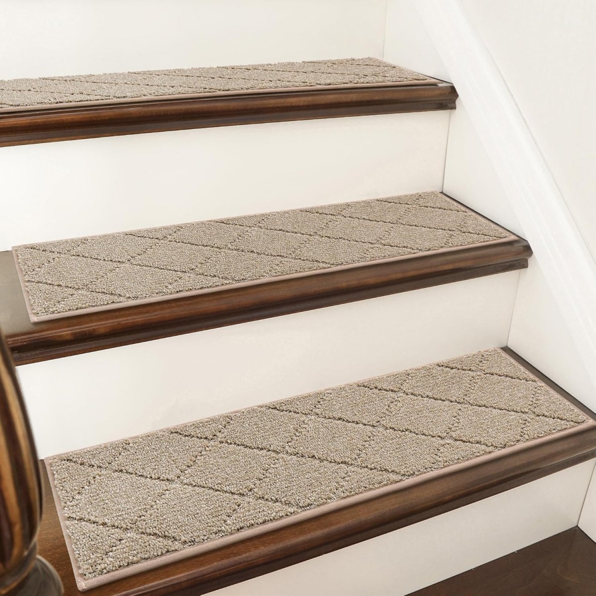 COSY HOMEER Edging Stair Treads Non - Slip Carpet Mat 28inX9in Indoor Stair Runners for Wooden Steps, Edging Stair Rugs for Kids and Dogs, 100% Polyester TPE Backing (15pc, Beige) - Homesidy.com