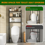 GloTika 3 - Tier Over The Toilet Storage, Space Saver Metal Bathroom Shelves, Freestanding Above Over Toilet Storage Shelf with 4 Hooks for Bathroom, Black - Homesidy.com