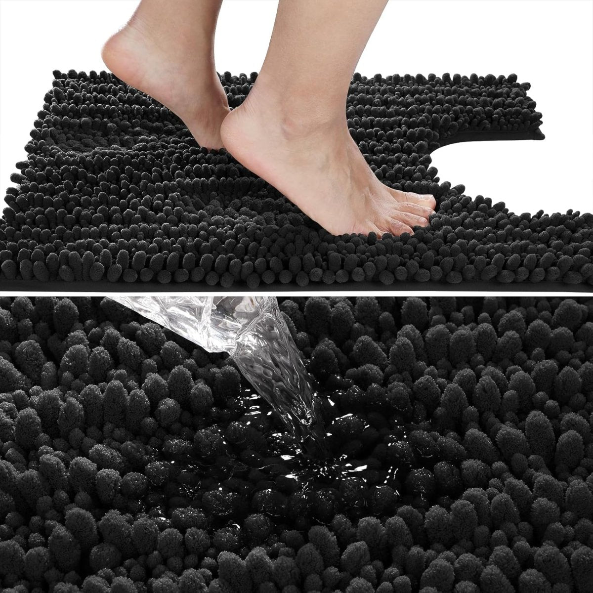 Yimobra Bathroom Rugs Non Slip Washable - Ultra Soft Absorbent Chenille Bath Mat, Quick Dry Shaggy Floor Carpet for Tub Shower, Gray Home Decor Accessories, 24x17 Inch - Homesidy.com