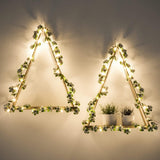 RICHER HOUSE Artificial Ivy LED - Strip Wall Hanging Shelves Set of 2, Macrame Shelf for Bedroom Living Room Kitchen, Wood Hanging Plant Shelves for Wall Décor, Thanksgiving &amp; Christmas Decorations - Homesidy.com