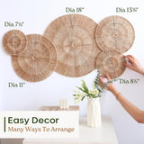CHI AN HOME Wicker 23 Inch Jute Wall Decor Baskets, Set of 6 Extra Large Woven Jute Wall Plates, 23&34;,21&34;,15&34;,13&34;,12,10&34;, Decorative Baskets for Wall Arts, Wall Hanging for Bedroom, Living Room, Office - Homesidy.com