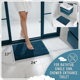 Yimobra Bathroom Rugs Non Slip Washable - Ultra Soft Absorbent Chenille Bath Mat, Quick Dry Shaggy Floor Carpet for Tub Shower, Gray Home Decor Accessories, 24x17 Inch - Homesidy.com
