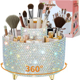 fanado 360° Rotate Makeup Brush Holder Organizer, Makeup Organizers Countertop, Makeup organization and Skincare Storage for Vanity, Desktop, Bathroom (White) - Homesidy.com