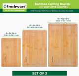 Bamboo Cutting Boards for Kitchen [Set of 3] Wood Cutting Board for Chopping Meat, Vegetables, Fruits, Cheese, Knife Friendly Serving Tray with Handles - Homesidy.com