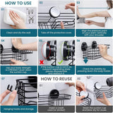 TAILI Shower Caddy Suction Cup 2 Pack with Hooks &amp; Soap holder, Heavy Duty Shower Organizer for Bathroom, No Drilling Bathroom Organizer with Large Capacity, Black Metal Storage Basket - Homesidy.com