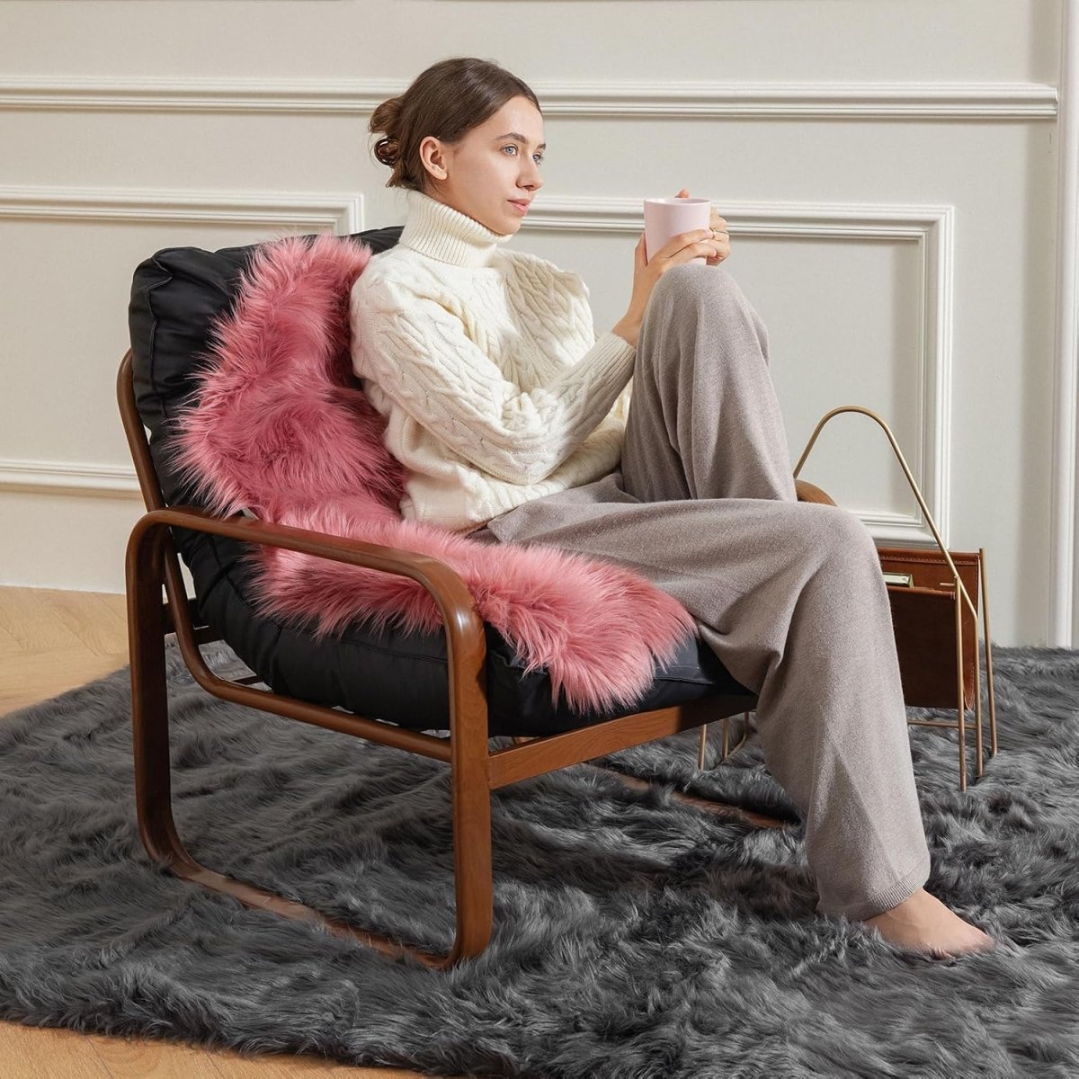 Ashler Faux Fur Rug, Fluffy White Small Sheepskin Rug, Ultra Soft 2x3 Ft Mat, Machine Washable Shag Mats, Nursery Throw for Bed, Living, Kids Room - Homesidy.com