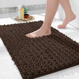 Yimobra Bathroom Rugs Non Slip Washable - Ultra Soft Absorbent Chenille Bath Mat, Quick Dry Shaggy Floor Carpet for Tub Shower, Gray Home Decor Accessories, 24x17 Inch - Homesidy.com