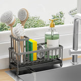 Cisily Black Sponge Holder for Kitchen Sink, Sink Caddy Organizer with High Brush Holder, Kitchen Countertop Organizers and Storage Essentials, Rustproof 304 Stainless Steel, Soap Dispenser Organize - Homesidy.com