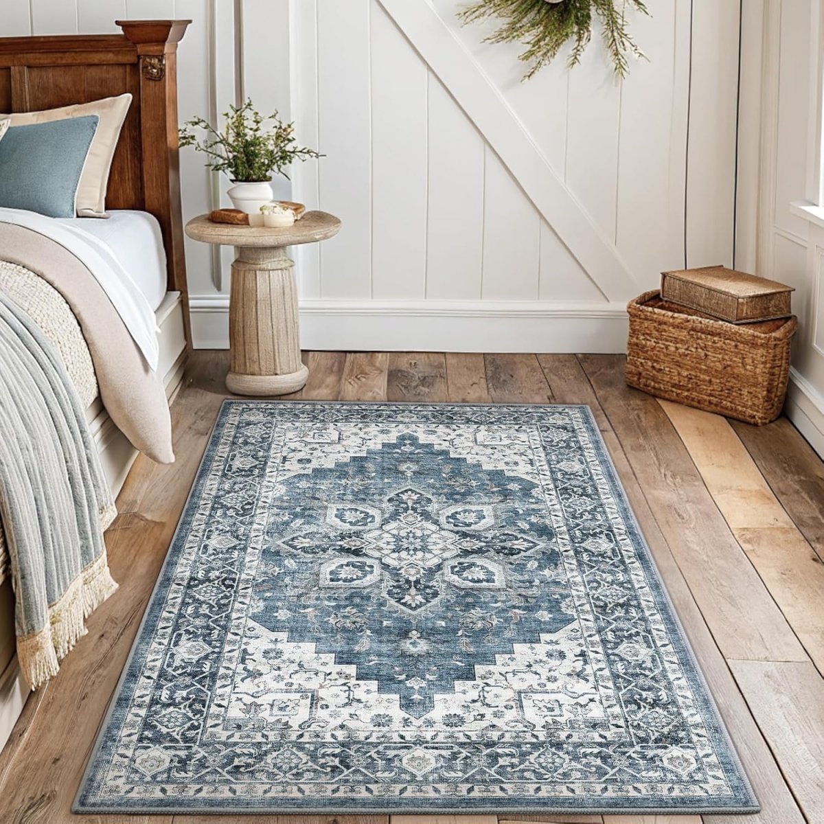 AMADA HOMEFURNISHING 8x10 Washable Area Rug, Low - Profile Large Area Rug with Non - Slip Backing &amp; Durable Edge Binding, Vintage Large Rugs for Living Room, Bedroom, Dinning Room - Homesidy.com
