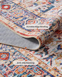 AMADA HOMEFURNISHING 8x10 Washable Area Rug, Low - Profile Large Area Rug with Non - Slip Backing &amp; Durable Edge Binding, Vintage Large Rugs for Living Room, Bedroom, Dinning Room - Homesidy.com