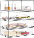 Vtopmart Stackable Storage Drawers Set of 5, Clear Plastic Organizer Bins for Baby Bottle, Beauty Supplies Storage, Ideal for Kichen Countertop, Vanity, Bathroom, Cabinet, Pantry Organization - Homesidy.com