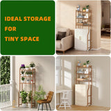 GloTika 3 - Tier Over The Toilet Storage, Space Saver Metal Bathroom Shelves, Freestanding Above Over Toilet Storage Shelf with 4 Hooks for Bathroom, Black - Homesidy.com