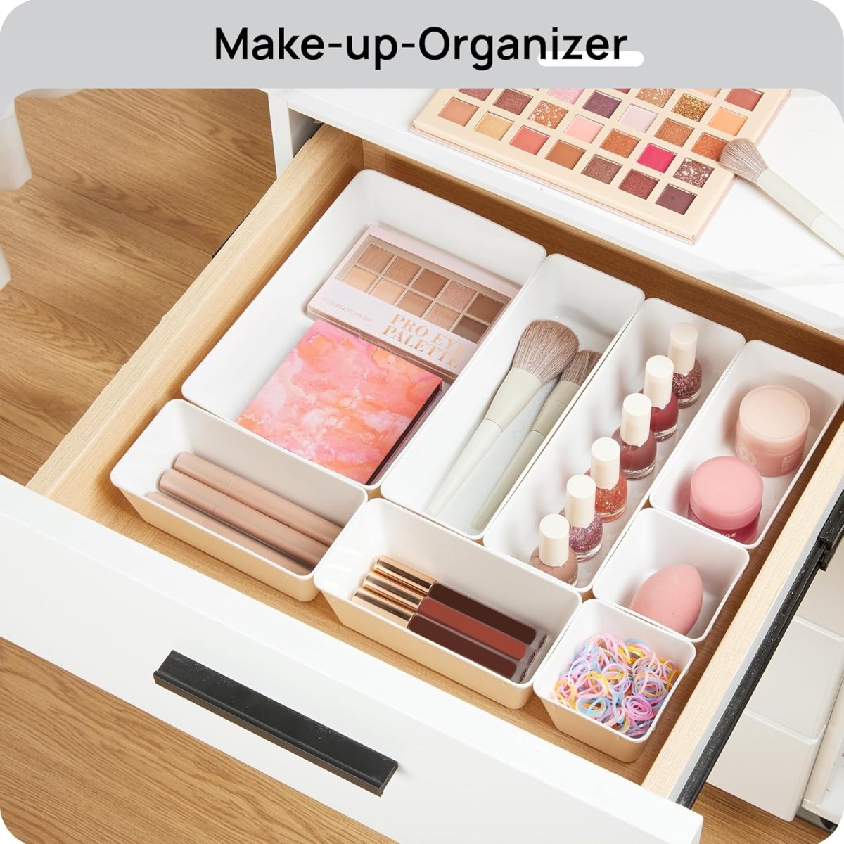 Vtopmart 25 PCS Clear Plastic Drawer Organizers Set, 4 - Size Versatile Bathroom and Vanity Drawer Organizer Trays, Storage Bins for Makeup, Bedroom, Kitchen Gadgets Utensils and Office - Homesidy.com