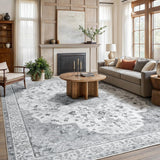 AMADA HOMEFURNISHING 8x10 Washable Area Rug, Low - Profile Large Area Rug with Non - Slip Backing &amp; Durable Edge Binding, Vintage Large Rugs for Living Room, Bedroom, Dinning Room - Homesidy.com