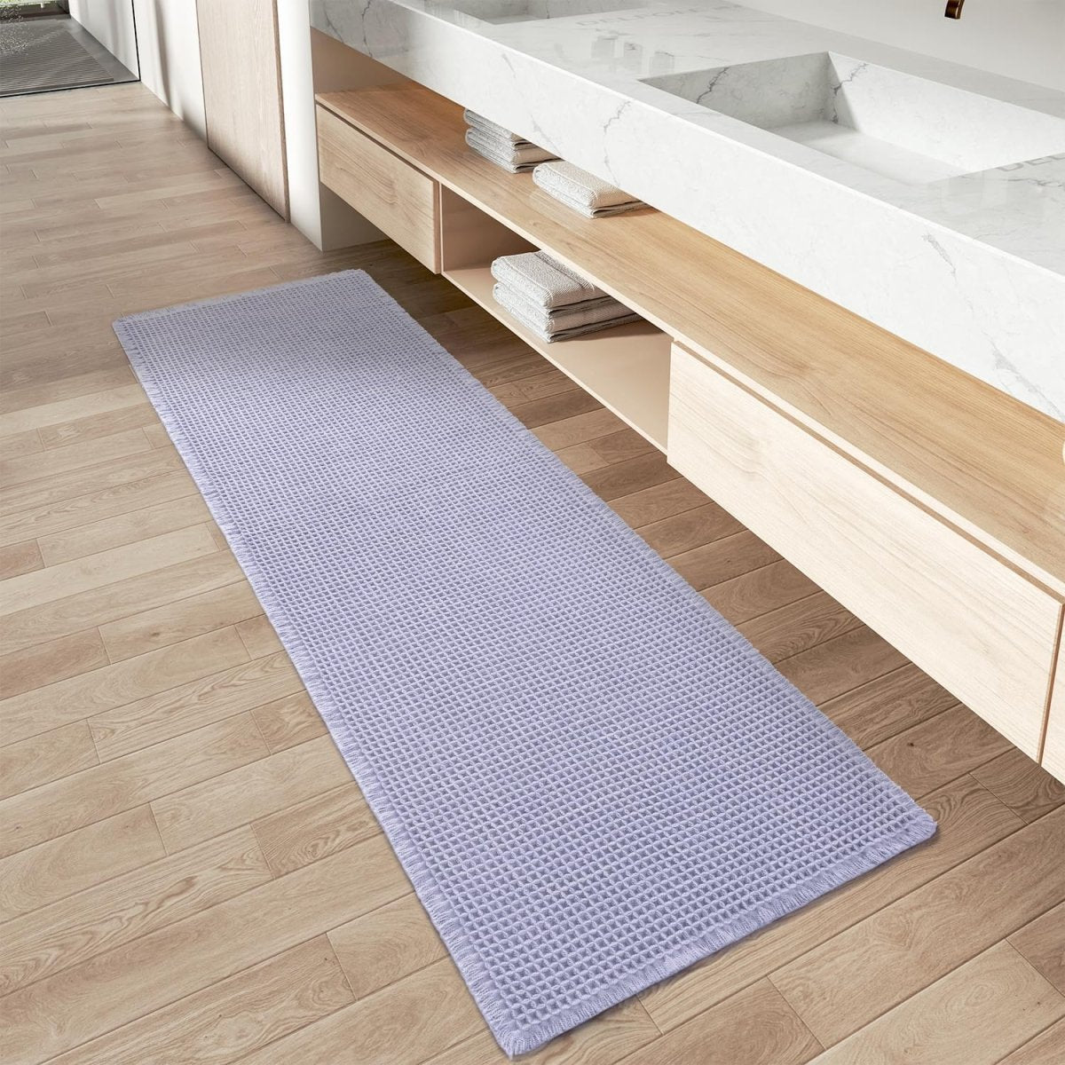 AMOAMI Upgraded Waffle Bath Mat, Super Absorbent Non Slip Bath Mats for Bathroom Floor, Machine Washable Bathroom Rugs with Tassels, Rubber Backed Bathroom Mats, Ultra Soft, 18&34; x 30&34;, Brown - Homesidy.com