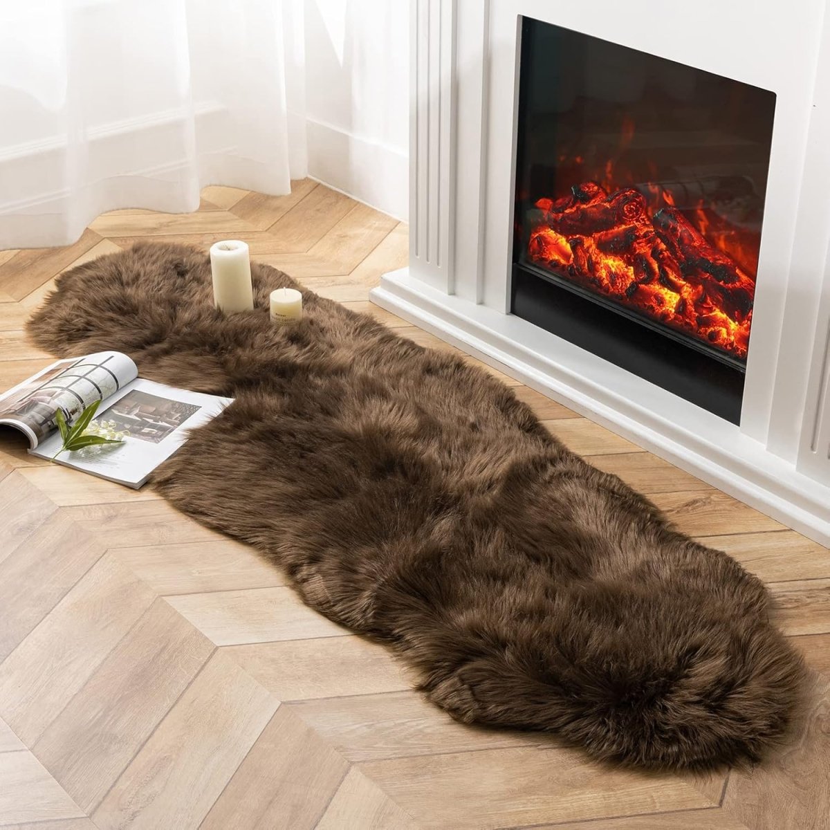 Ashler Faux Fur Rug, Fluffy White Small Sheepskin Rug, Ultra Soft 2x3 Ft Mat, Machine Washable Shag Mats, Nursery Throw for Bed, Living, Kids Room - Homesidy.com