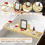 Bathtub Tray Caddy - Bath Tray - Bath Tub Tray Caddy - Bamboo Bath Table Tray for Tub - Expandable Size, Fits Most Tubs - Homesidy.com