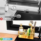 Cisily Kitchen Sink Caddy Organzier with High Brush Holder, Sponge Holder for Sink, 304 Rustproof Stainless, Kitchen Countertop Soap Dispenser Organizer, Kitchen Decor and Accessories - Homesidy.com