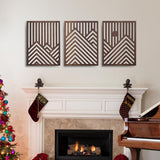 qmmp Modern Wooden Wall Sculptures - Set of 3 - MDF - Oak - Home Decor Accent - Large Wall Art for Living Room, Bedroom, Office - Easy Installation (Oak, Medium - Mountain and Sun, Unframed) - Homesidy.com