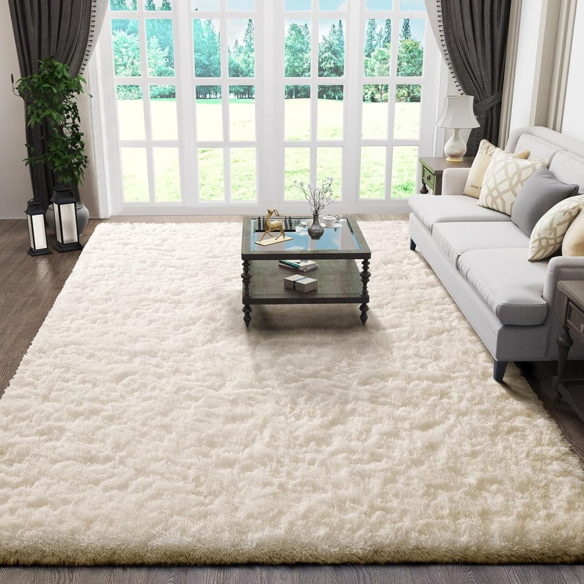 Ophanie Area Rugs for Living Room Bedroom, Upgrade Non - Slip Fluffy Soft Grey Shag Carpet, Indoor Floor Gray 4x6 Fuzzy Shaggy Living Room Plush Rug for Kids Home Dorm Decor Aesthetic - Homesidy.com