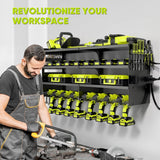 POKIPO Large Power Tool Organizer Wall Mount with Charging Station,4 Layer Heavy Duty Metal Tool Storage Rack Loads 600lbs with 8 Cordless Drill Holder,Battery Utility Rack Loads with 4 Power Strip - Homesidy.com