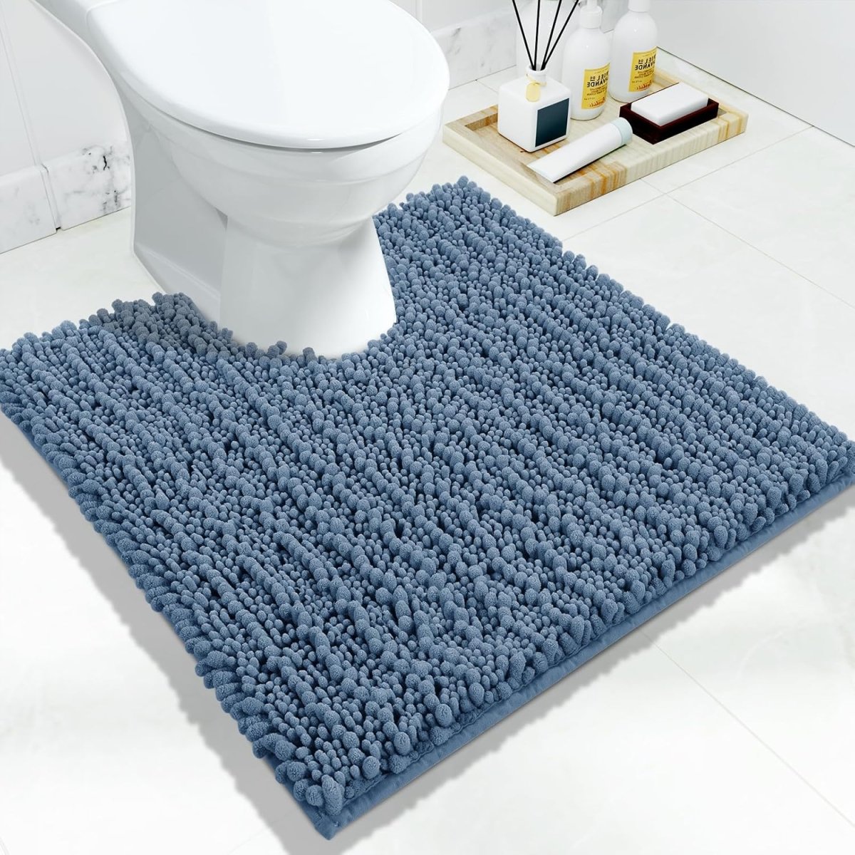 Yimobra Bathroom Rugs Non Slip Washable - Ultra Soft Absorbent Chenille Bath Mat, Quick Dry Shaggy Floor Carpet for Tub Shower, Gray Home Decor Accessories, 24x17 Inch - Homesidy.com
