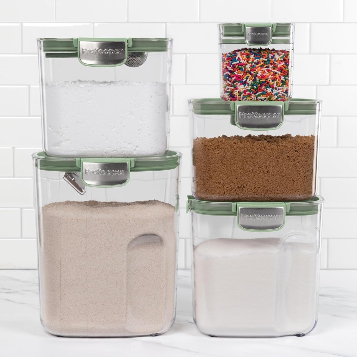 ProKeeper 9 - Piece Airtight Food Storage Container Set – Clear Plastic Flour and Sugar Canister Set with Magnetic Accessories for Kitchen Organization (Grey, 9 - Piece) - Homesidy.com