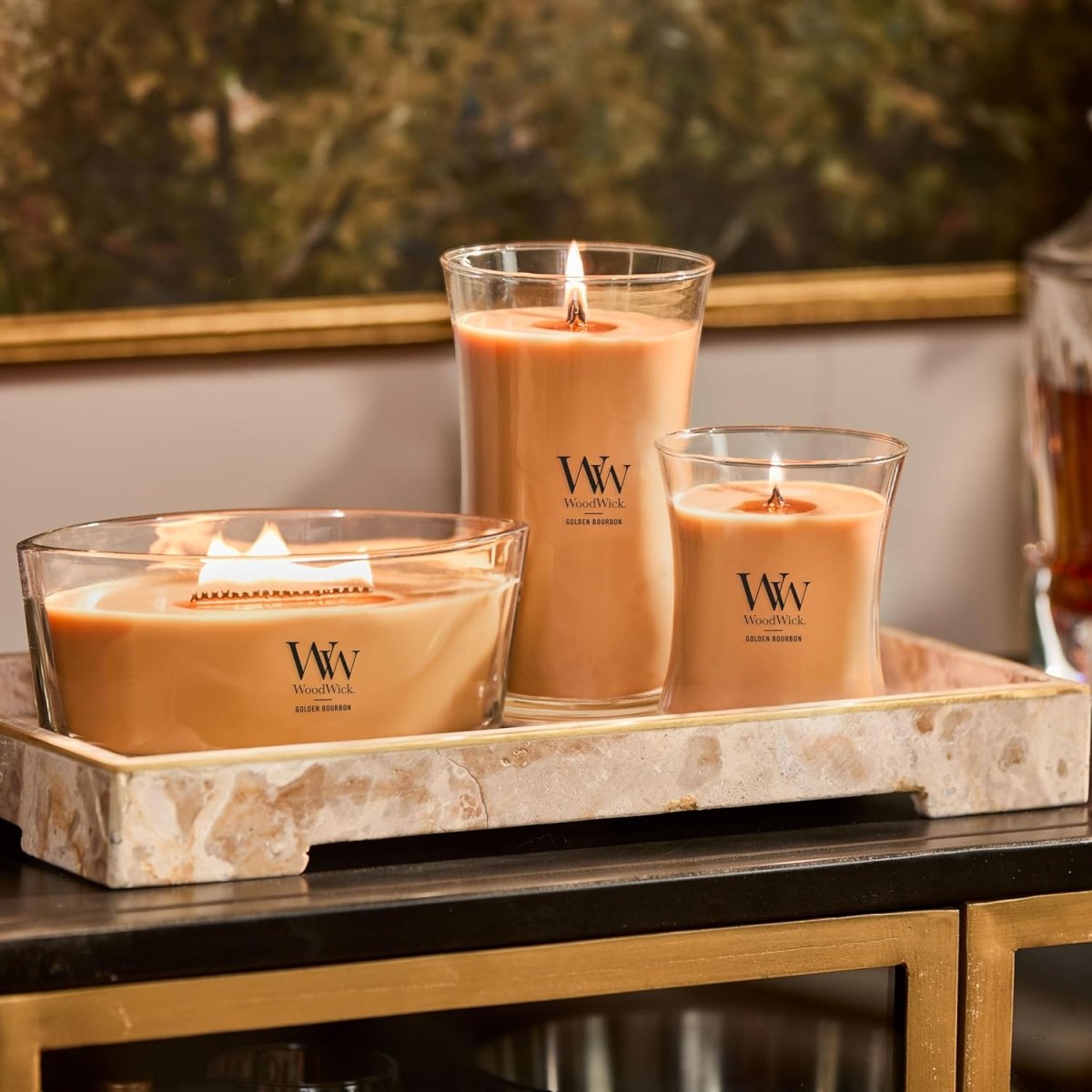 WoodWick Marine Amber Holiday Candle Gifts for Women and Men, 9.7 oz Precious Metals Collection with Crackling Wick - Homesidy.com