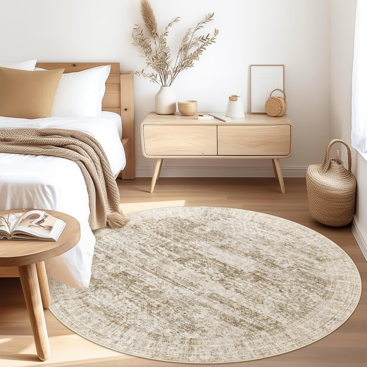 Soalmost Washable Area Rug 8x10, Large Soft Rugs for Living Room Vintage Beige Carpet 8x10 Area Rugs for Bedroom Dining Room Non - Slip Stain Resistant Under Table Rug - Homesidy.com
