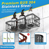 EUDELE 5 - Pack Rustproof Stainless Steel Shower Caddy Set– No Drill Adhesive Bathroom Organizer, Space - Saving Shower Shelves for Apartment Essentials, Bathroom/Kitchen Storage Home Decor - L Size - Homesidy.com