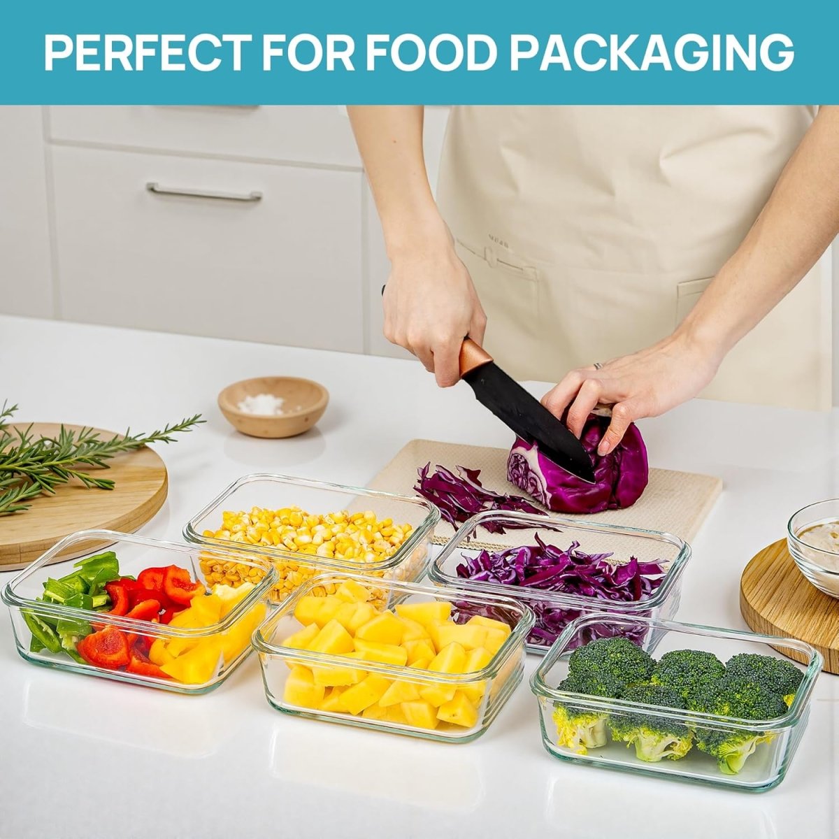 Vtopmart 5Pack 22oz Glass Storage Containers with Lids, Glass Meal Prep Food Container Sets with Snap Airtight Lids for Microwave, Oven, Freezer and Dishwasher, Grey - Homesidy.com