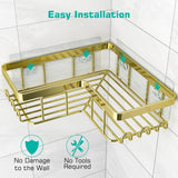 YASONIC Corner Adhesive Shower Caddy, with Soap Holder and 12 Hooks, Rustproof Stainless Steel Bathroom Organizer, No Drilling Wall Mounted Rack, Black, 3 - Pack - Homesidy.com