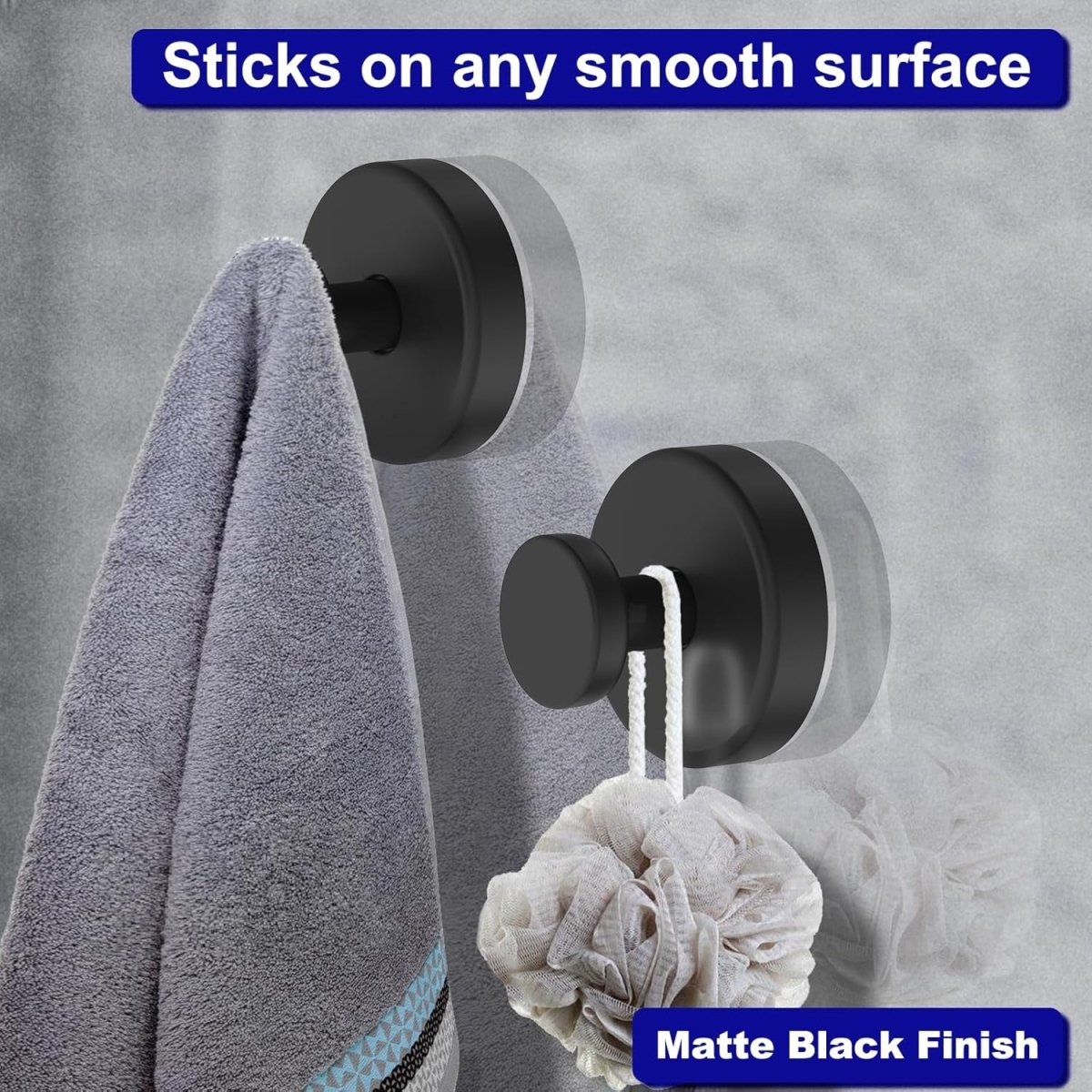 Bntuk Suction Cup Hooks for Shower, Removable Towel Hooks for Bathroom Window Glass Door Wall, Bath Robe Looafh Wreath Hook for Hanging - 2 Pack, Black - Homesidy.com
