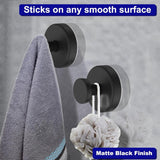 Bntuk Suction Cup Hooks for Shower, Removable Towel Hooks for Bathroom Window Glass Door Wall, Bath Robe Looafh Wreath Hook for Hanging - 2 Pack, Black - Homesidy.com