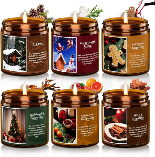 Christmas Candle Set, 6 Pack Candles for Home Scented, Aromatherapy Jar Candle Gifts for Women, Natural Soy Wax Long Lasting Glass Candle Set, Scented Candles for Christmas, Birthday, Thanksgiving Day - Homesidy.com