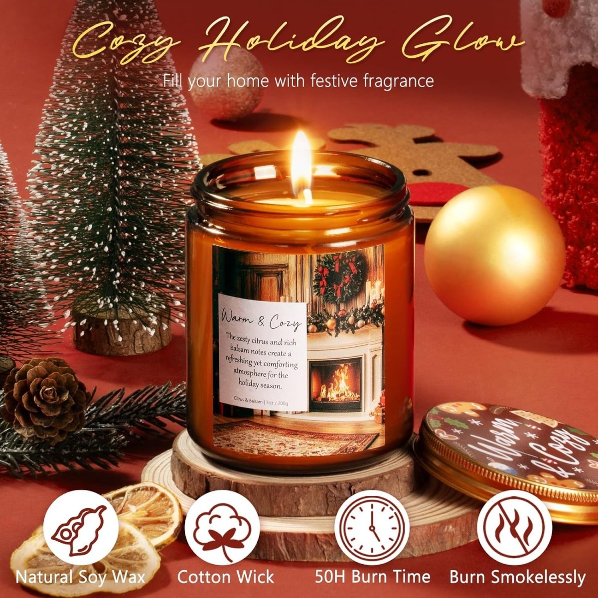 Christmas Candles Set, 4 Pack Xmas Scented Candles for Women, Winter Soy Candle for Home Scented Holiday Candle Gift Set, Christmas Gifts for Women Men Best Friends - Christmas Tree/Spice/Eve/Cookie - Homesidy.com