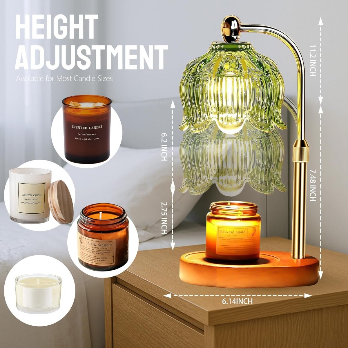 GEEZO Fragrance Candle Warmer Lamp，Electric Candle Warmer with Timer &amp; Dimmer，Mom Christmas Birthday Gifts for Women, House Warming Gifts New Home Bedroom Decor - Homesidy.com