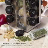 Kamenstein 20 Jar Revolving Countertop Spice Rack with Spices Included, FREE Spice Refills for 5 Years, Polished Stainless Steel with Black Caps, 30020 - Homesidy.com