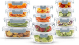 JoyJolt 24pc Borosilicate Glass Storage Containers with Lids | 12 Airtight/Freezer Safe Food Storage Containers for Pantry and Kitchen | Meal Prep Container for Lunch | Glass Tupperware Set - Homesidy.com