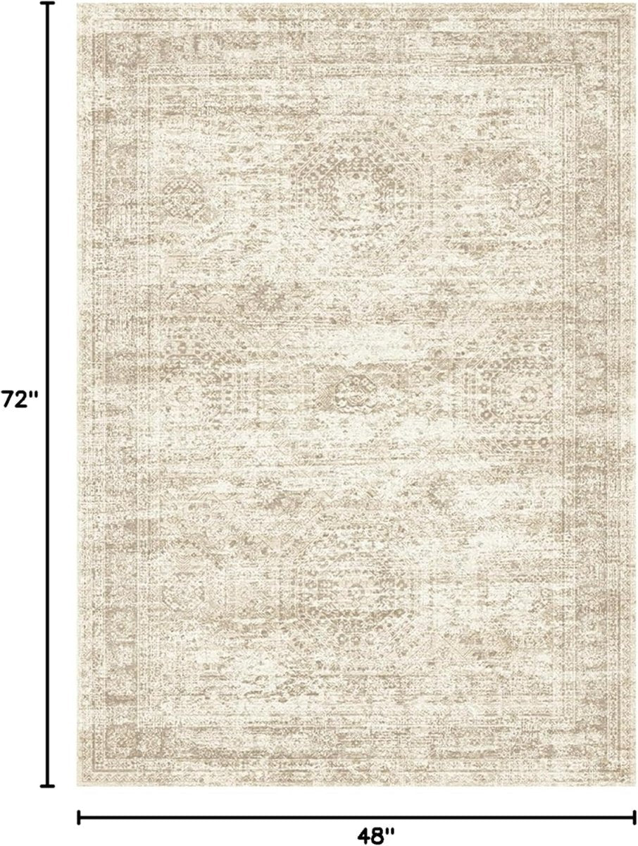 Soalmost Washable Area Rug 8x10, Large Soft Rugs for Living Room Vintage Beige Carpet 8x10 Area Rugs for Bedroom Dining Room Non - Slip Stain Resistant Under Table Rug - Homesidy.com
