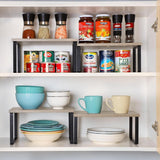 NEX Bamboo Kitchen Cabinet and Counter Shelf Organizer, Stackable &amp; Expandable, Set of 4, White and Natural - Homesidy.com