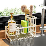 Cisily Kitchen Sink Caddy Organzier with High Brush Holder, Sponge Holder for Sink, 304 Rustproof Stainless, Kitchen Countertop Soap Dispenser Organizer, Kitchen Decor and Accessories - Homesidy.com