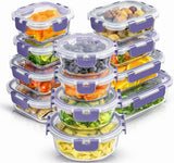 JoyJolt 24pc Borosilicate Glass Storage Containers with Lids | 12 Airtight/Freezer Safe Food Storage Containers for Pantry and Kitchen | Meal Prep Container for Lunch | Glass Tupperware Set - Homesidy.com